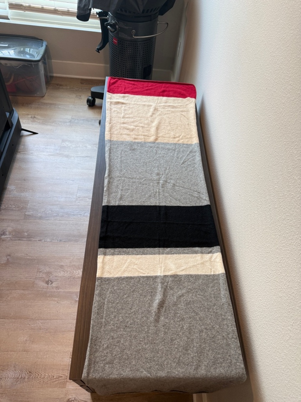 Banana Republic Wool Cashmere Striped Knit Scarf in Red, Cream, Gray & Black